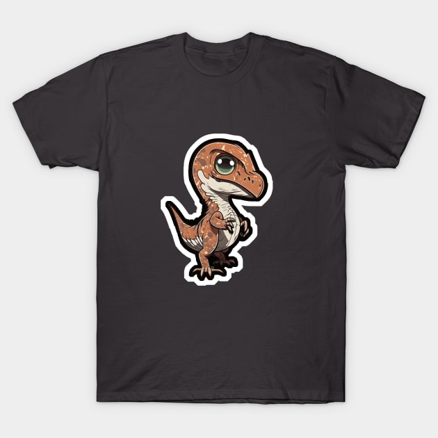 Kawaii Velociraptor - Cute Dinosaur T-Shirt by SergioCoelho_Arts